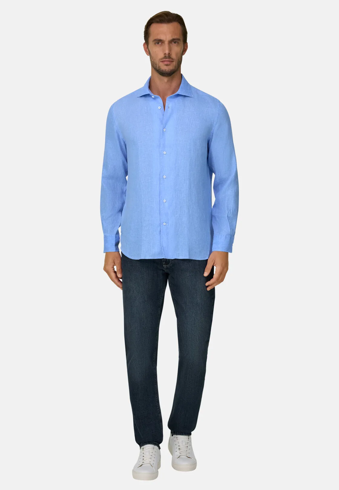 Boggi, Camicia Azzurra In Lino Regular Fit, Uomo, Azzurro, Taglia: XXXL - immagine 2