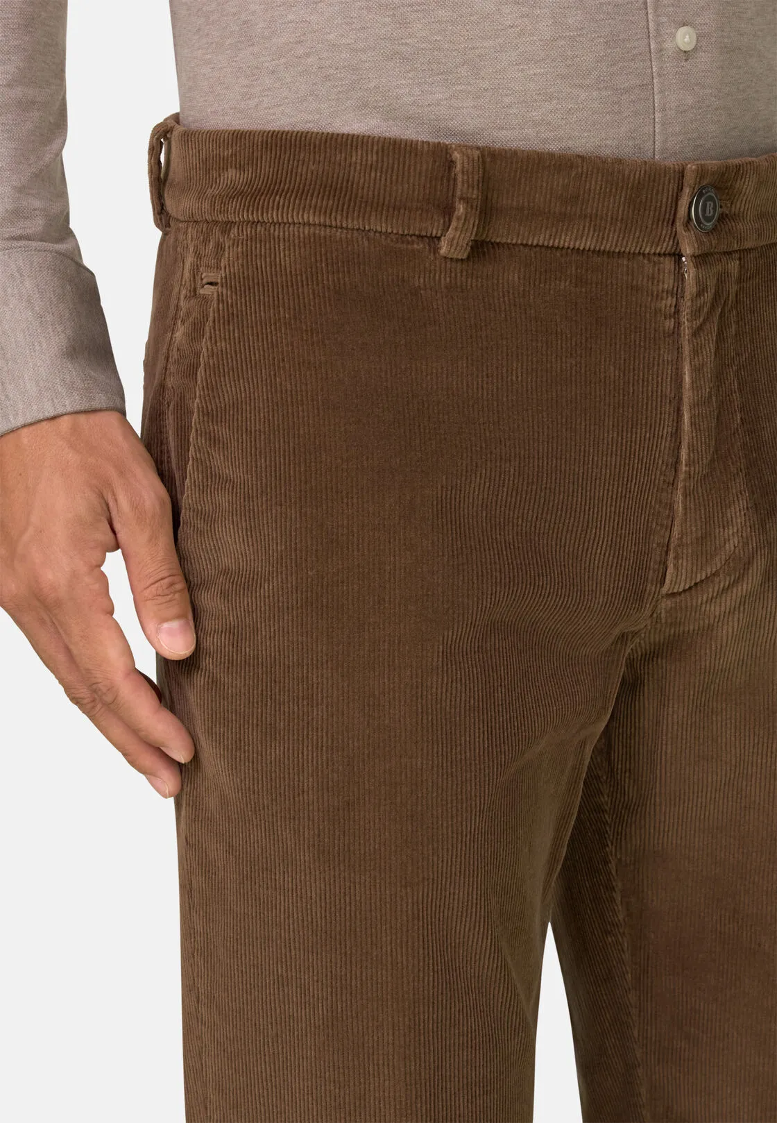 Boggi, Pantaloni In Velluto Elasticizzato, Uomo, Marrone, Taglia: 31 - immagine 3