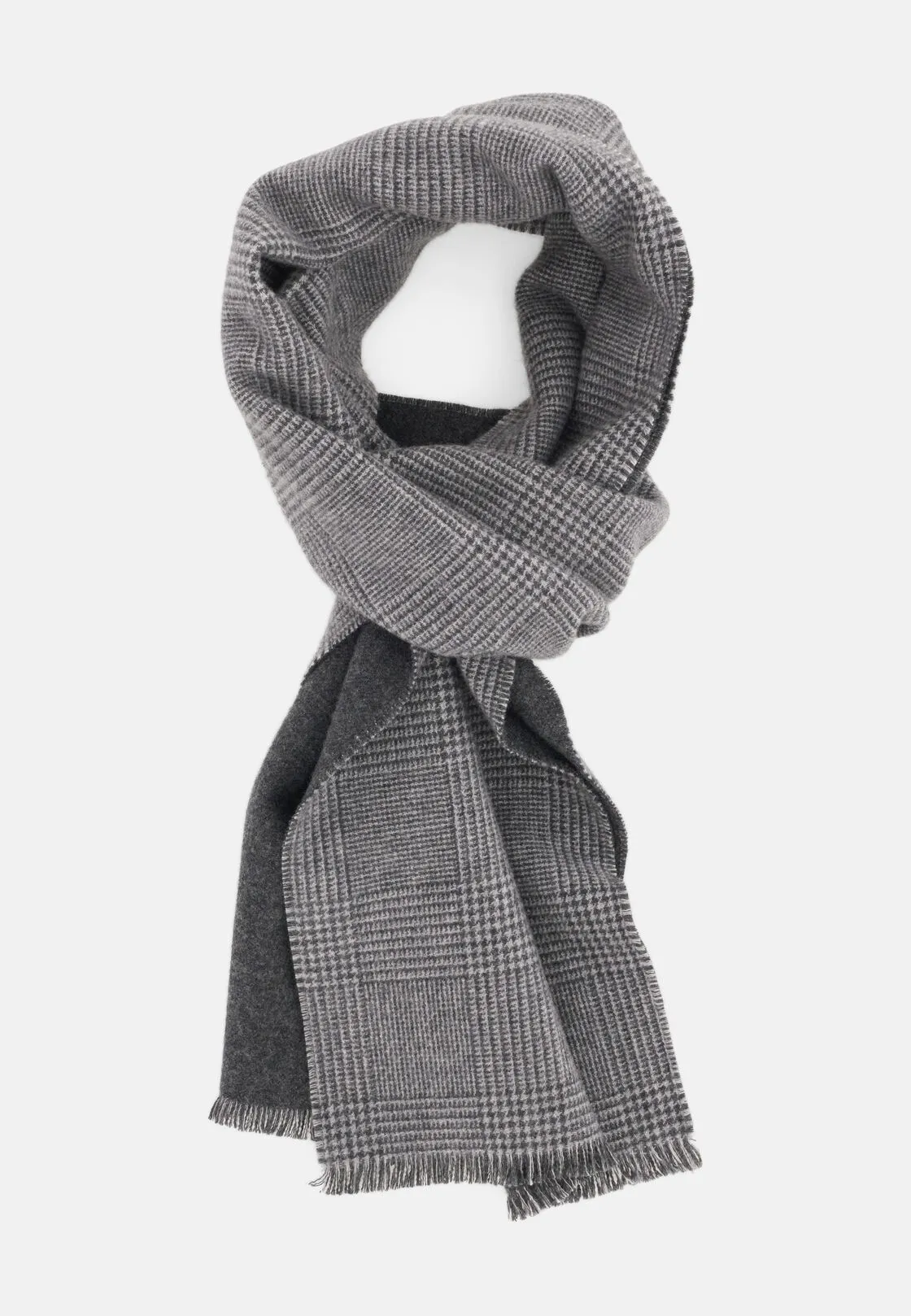 Boggi, Sciarpa Con Motivo Principe Di Galles In Lana Cashmere, Uomo, Light grey - immagine 2