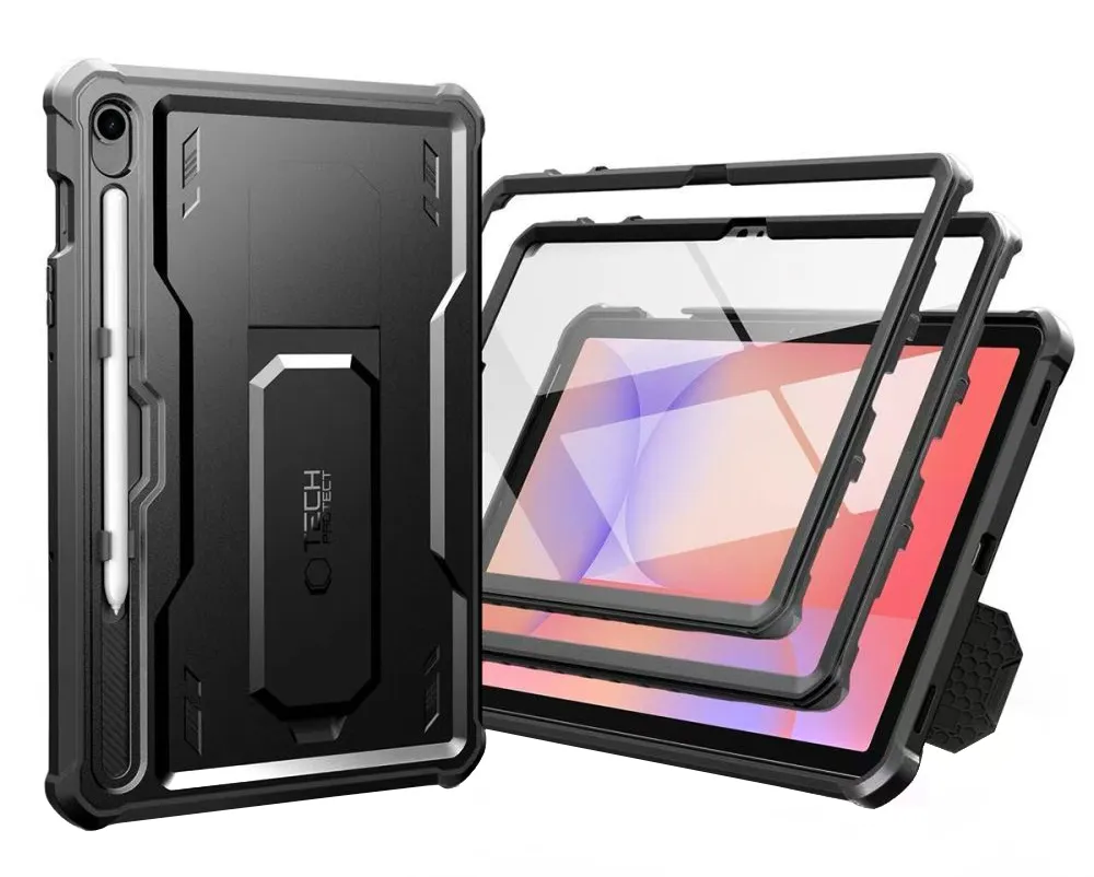 Custodia per Samsung Galaxy Tab S10 Lite / Tab S10 FE / Tab S9, Tech-Protect, Kevlar Pro, Nera - immagine 1