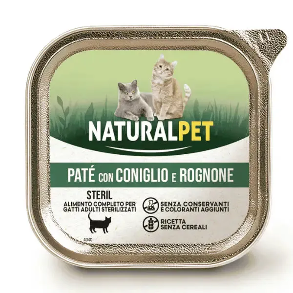 NaturalPet Cat Adult Patè Grain Free 100 gr Coniglio e rognone - immagine 1