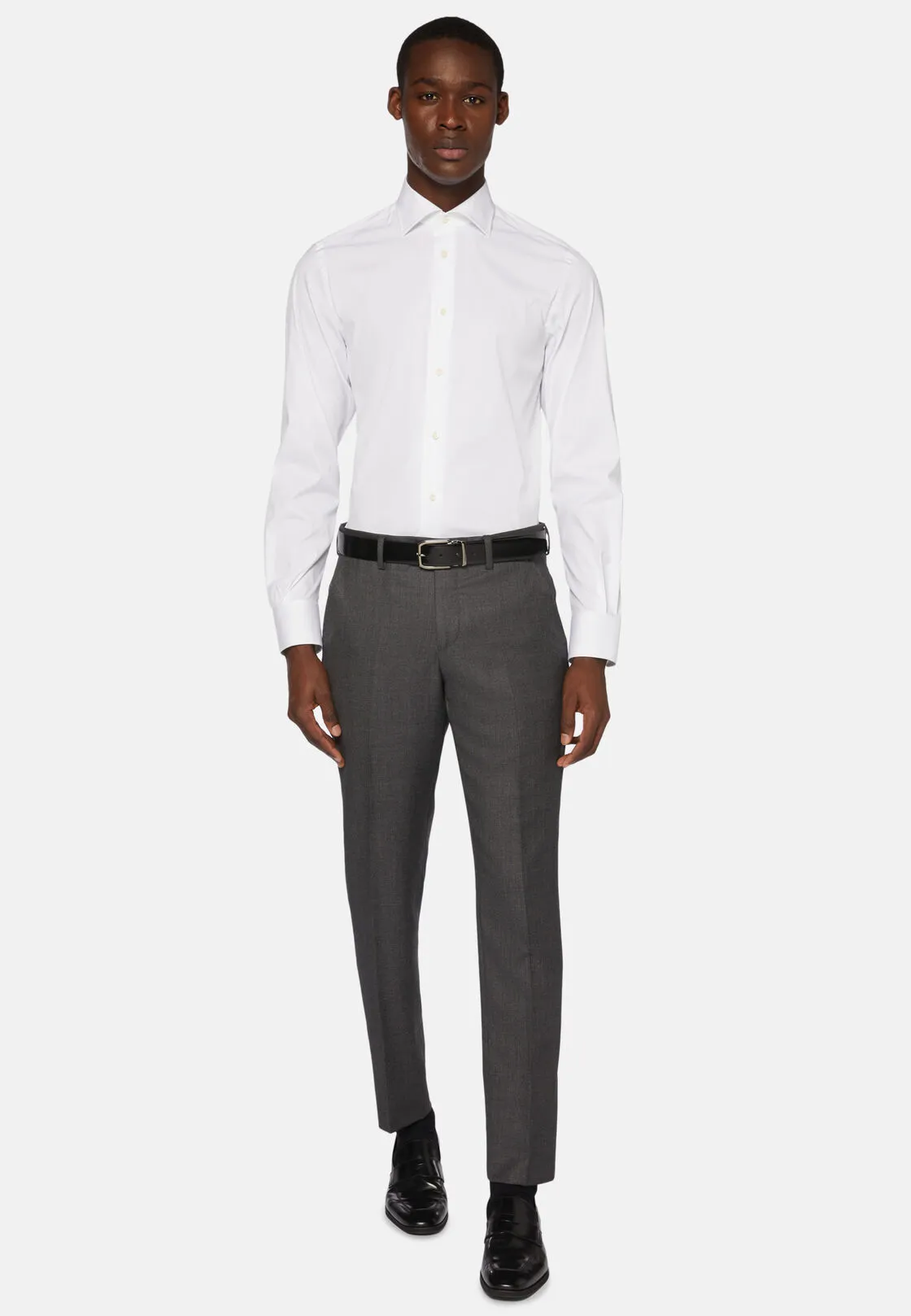 Boggi, Camicia Bianca In Cotone Elasticizzato Slim Fit, Uomo, Bianco, Taglia: 39 - immagine 2