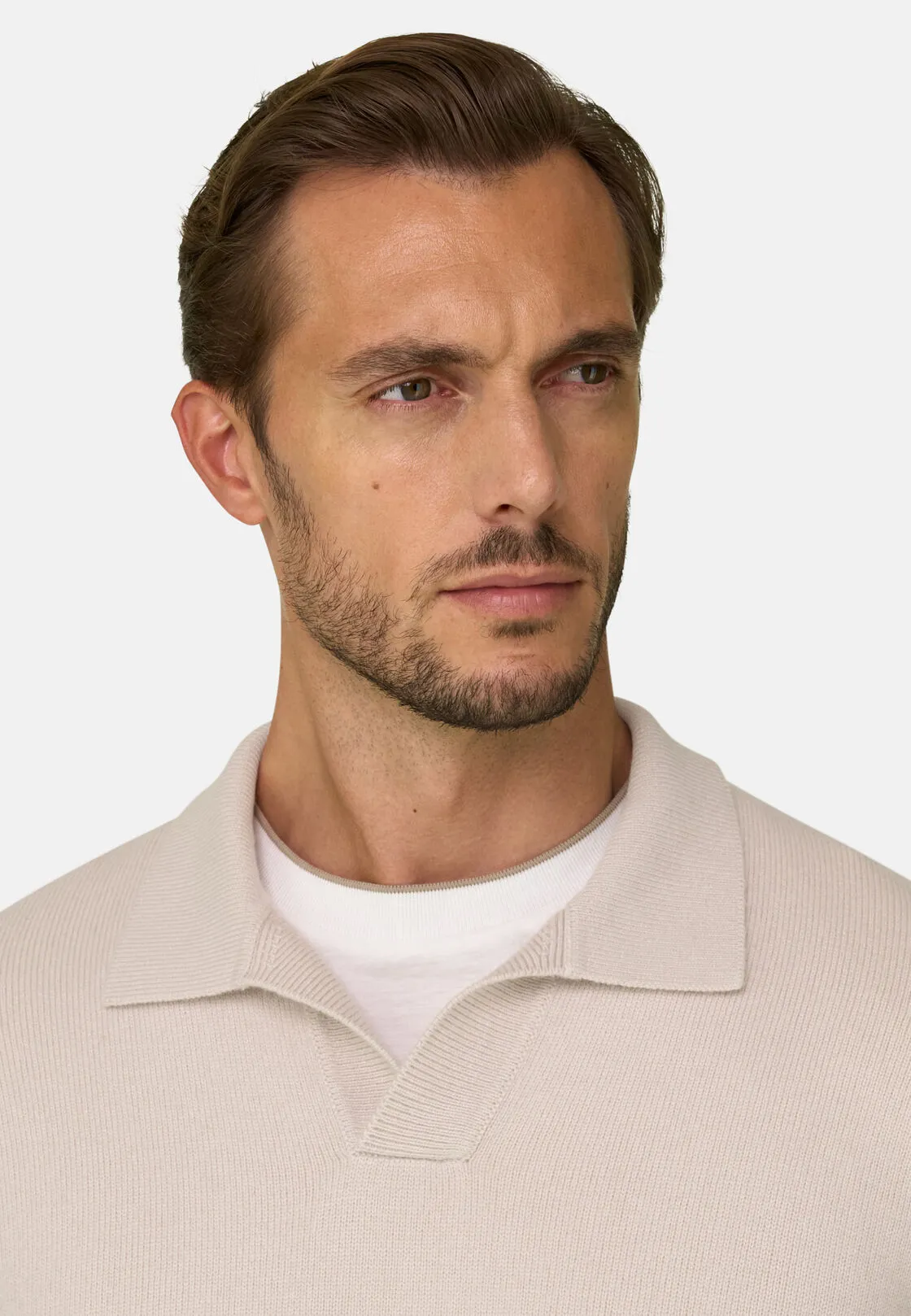 Boggi, Polo Di Maglia In Misto Cashmere, Uomo, Sabbia, Taglia: S - immagine 3