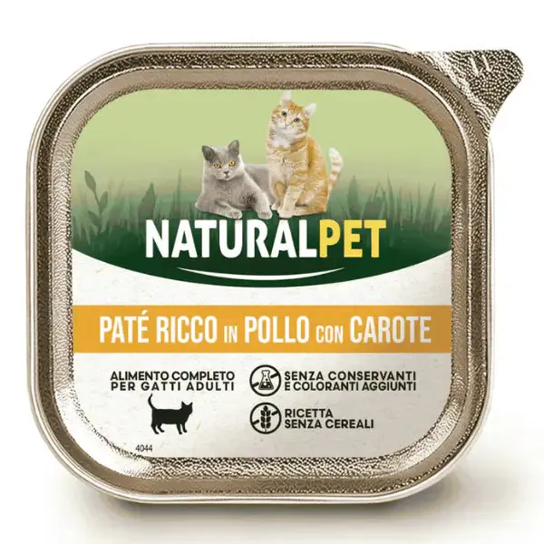 NaturalPet Cat Adult Patè Grain Free 100 gr Pollo con carote - immagine 1