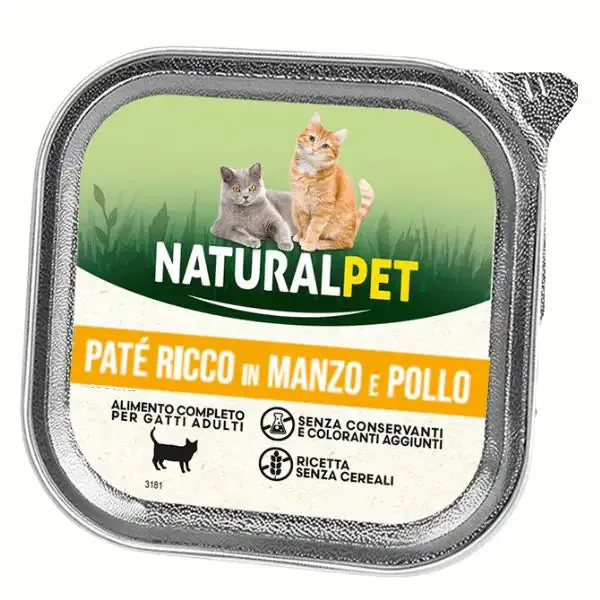 NaturalPet Cat Adult Patè Grain Free 100 gr Pollo e manzo - immagine 1