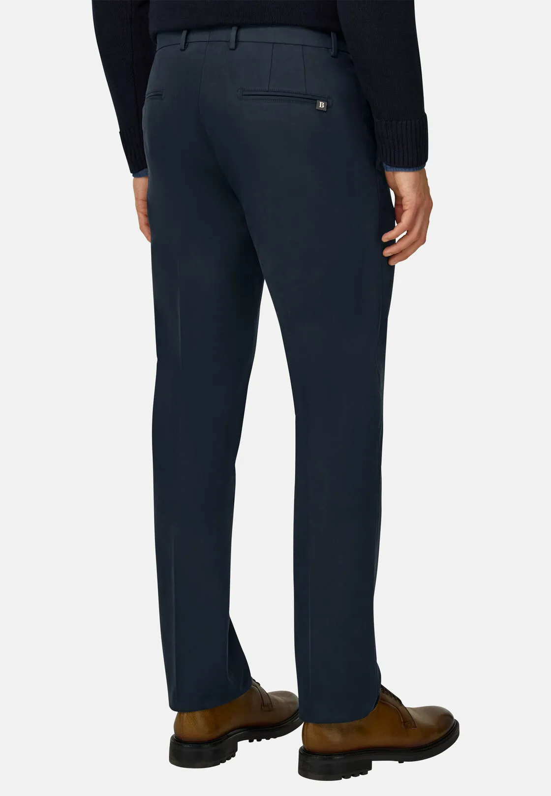 Boggi, Pantaloni In Cotone Tencel® Modal Elasticizzato, Uomo, Navy, Taglia: 40 - immagine 5