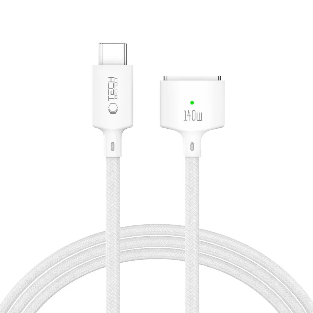 Cavo di Ricarica Tech-Protect MMC01 Ultraboost, USB-C - MagSafe 3, 140W, 2m, Bianco - immagine 1