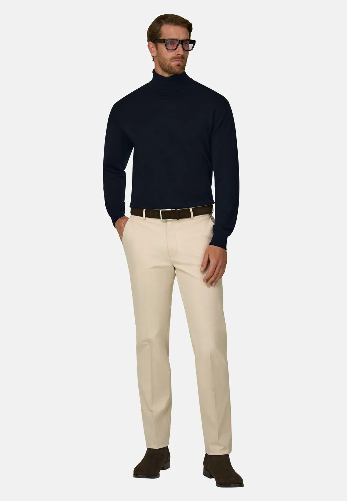 Boggi, Pantaloni In Cotone Tencel® Modal Elasticizzato, Uomo, Offwhite, Taglia: 36 - immagine 2