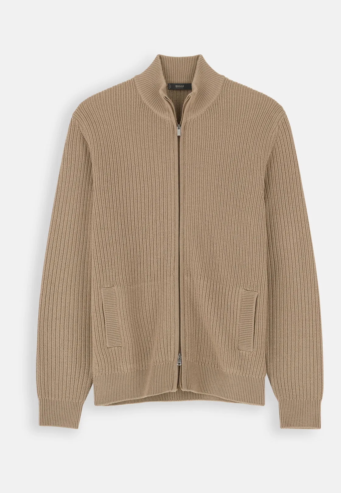 Boggi, Maglia Full Zip In Lana Merino, Uomo, Beige, Taglia: XXL - immagine 5