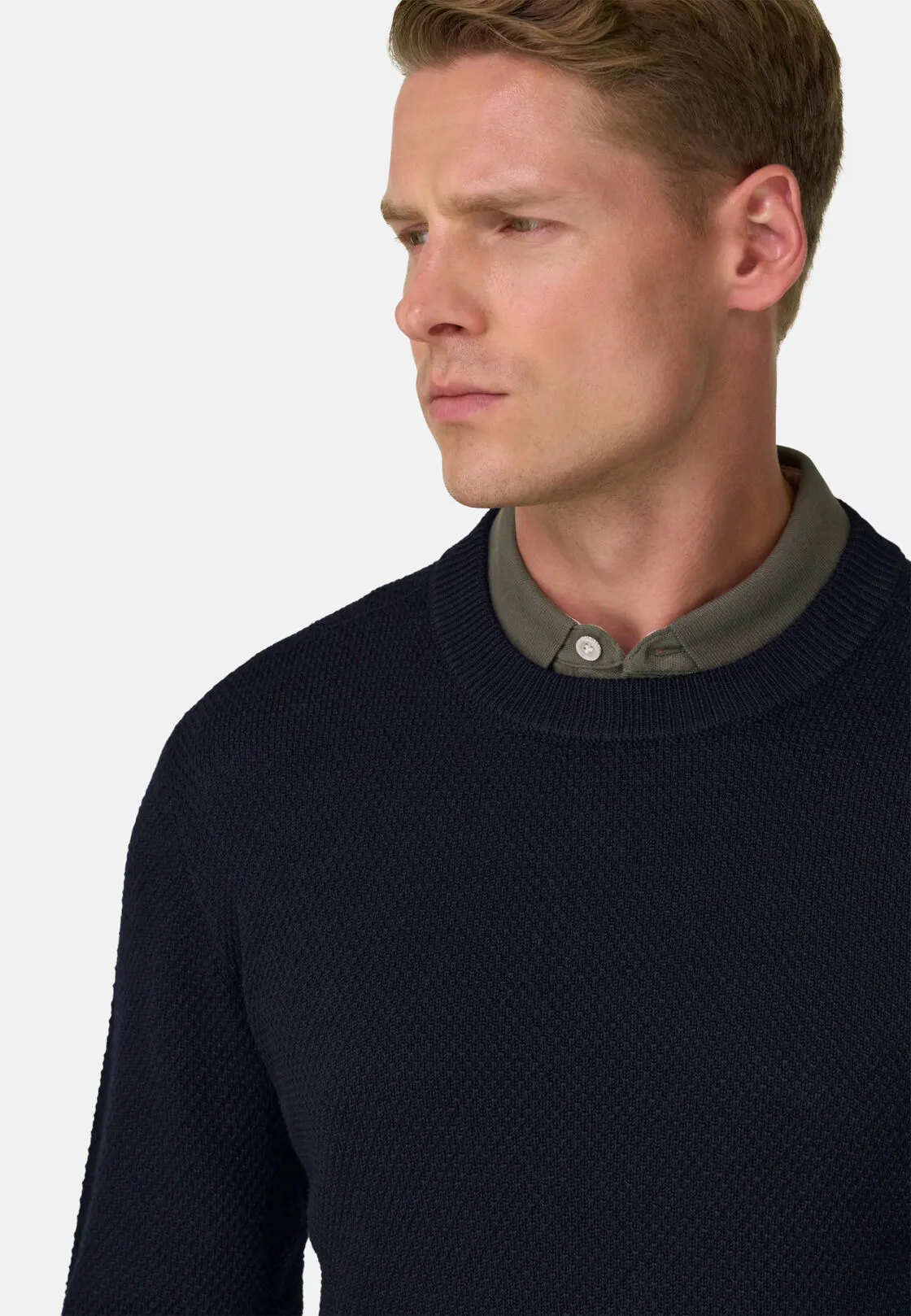 Boggi, Girocollo Di Maglia In Lana Merino, Uomo, Navy, Taglia: XS - immagine 3