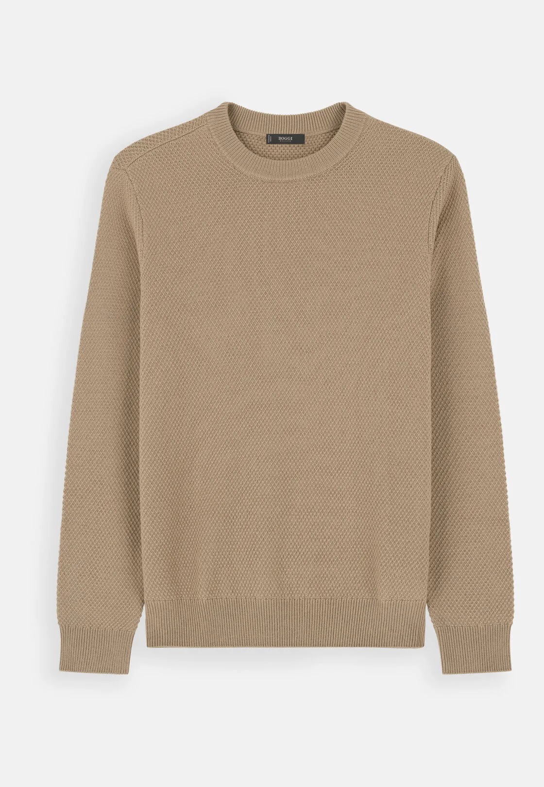 Boggi, Girocollo Di Maglia In Lana Merino, Uomo, Beige, Taglia: S - immagine 5