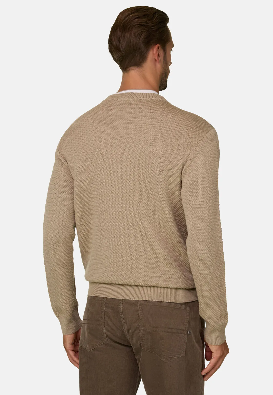 Boggi, Girocollo Di Maglia In Lana Merino, Uomo, Beige, Taglia: XS - immagine 4
