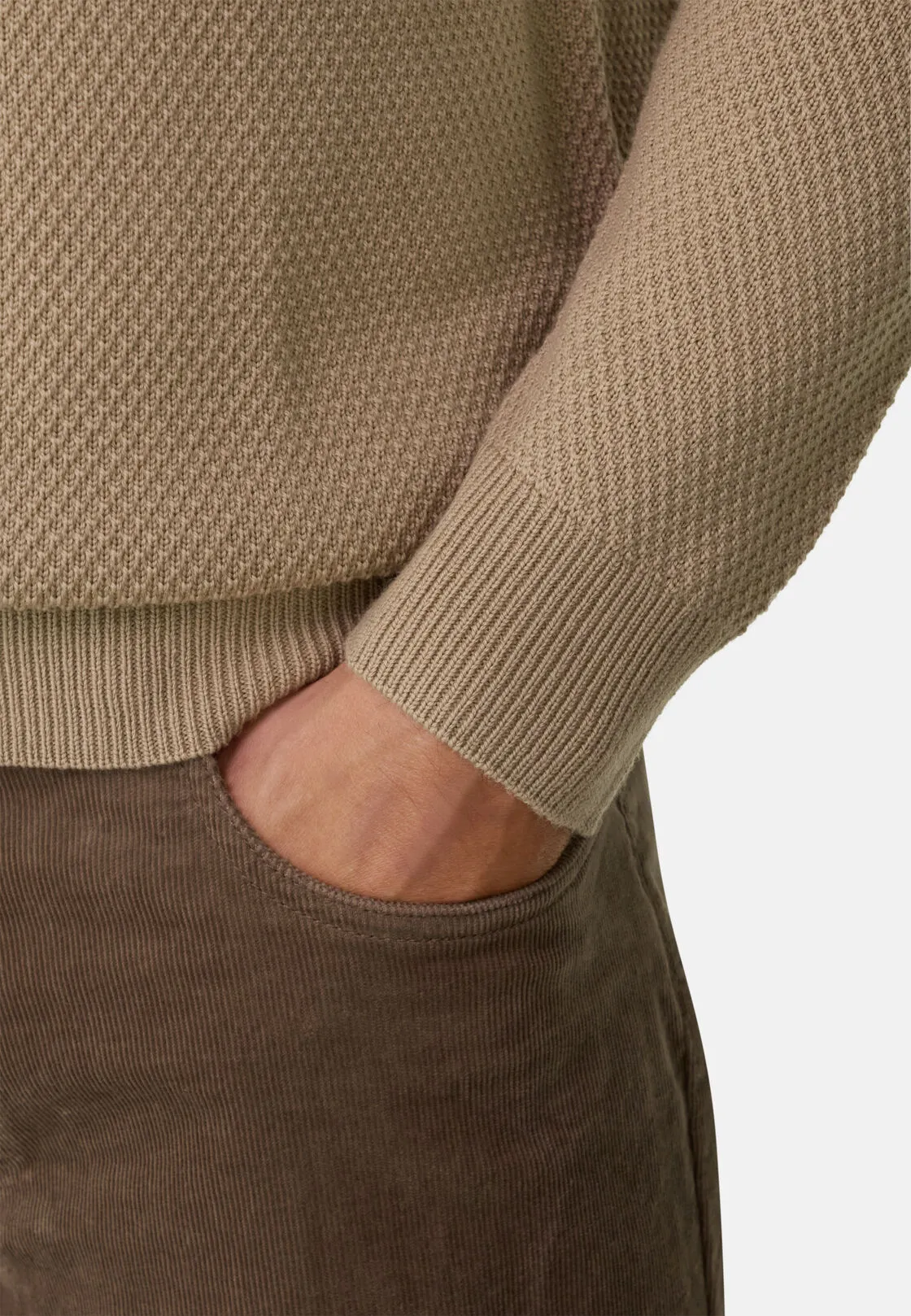 Boggi, Girocollo Di Maglia In Lana Merino, Uomo, Beige, Taglia: XXL - immagine 3
