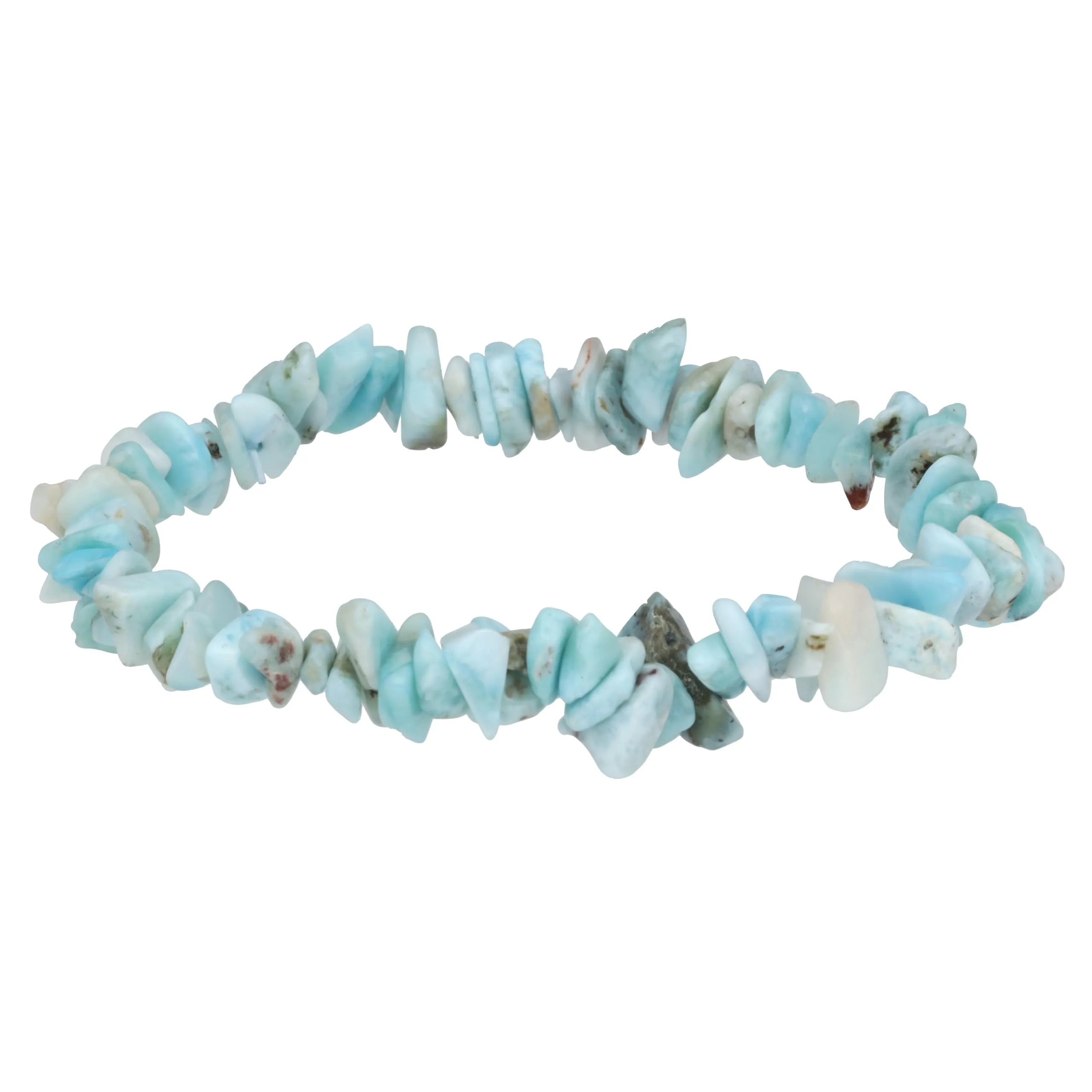Lebensquelle Plus Bracciale popolare a schegge | Bracciale elastico artigianale a schegge | Vera pietra naturale (Larimar) - immagine 1