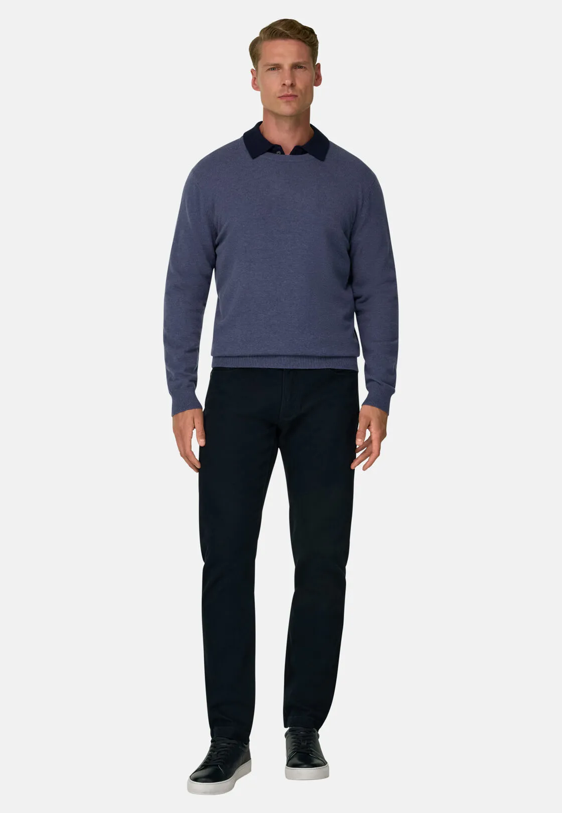 Boggi, Maglia Girocollo In Misto Cashmere, Uomo, Indaco, Taglia: L - immagine 2