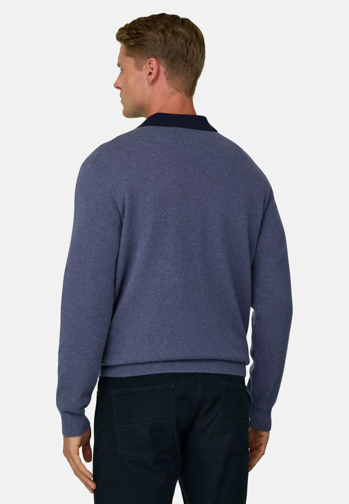 Boggi, Maglia Girocollo In Misto Cashmere, Uomo, Indaco, Taglia: M - immagine 4