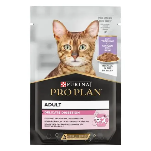 Purina Pro Plan Adult Delicate Digestion Umido Gatti in Salsa 85 g Tacchino - confezione da 26 pezzi - Cibo umido per gatti - immagine 1
