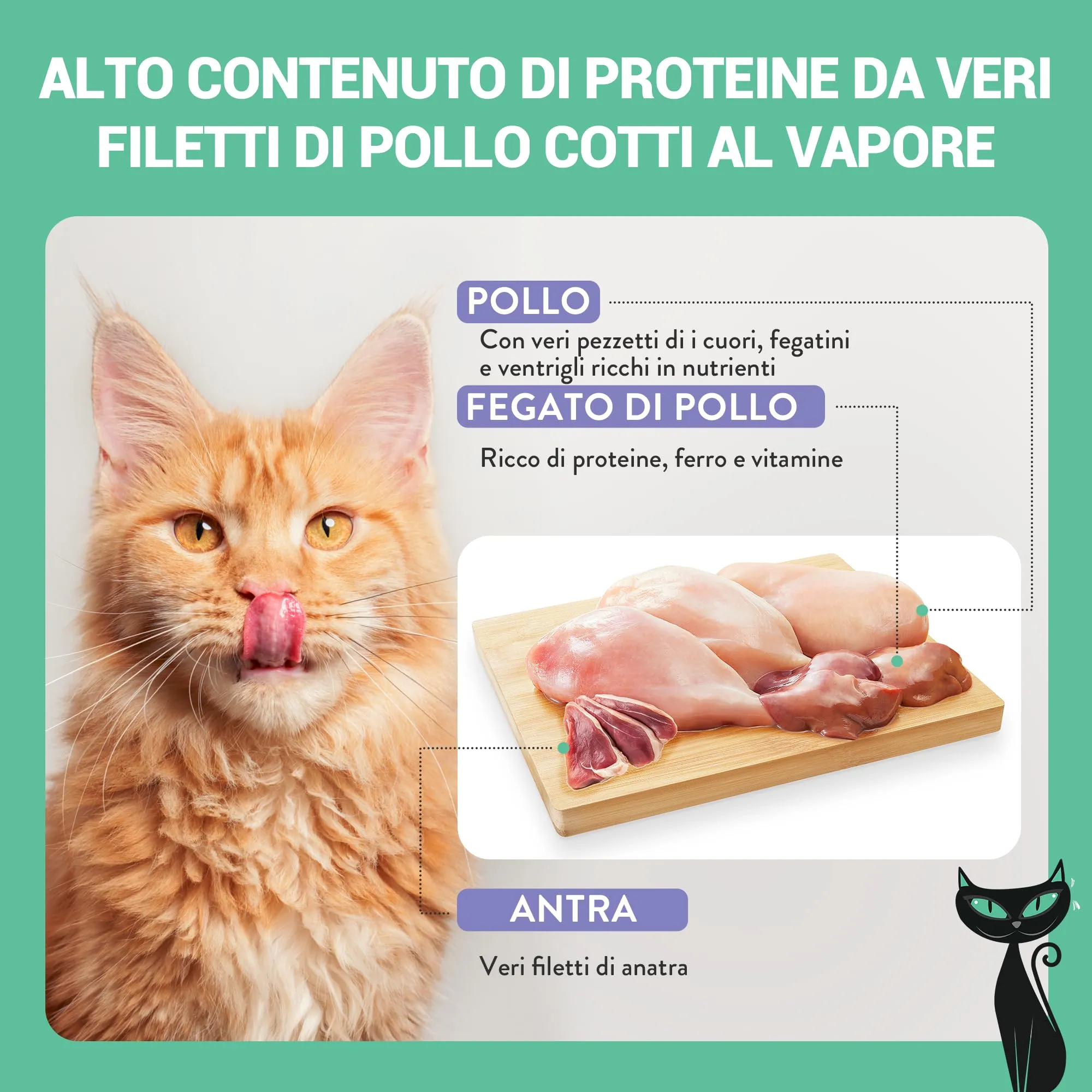 Schesir After Dark, Filetti di Pollo con Anatra in Brodo, Alimento Umido Completo per Gatti, in Lattina, Grain Free, Alto Contenuto di Proteine, Fonte di Idratazione, 12 x 80 g - immagine 5