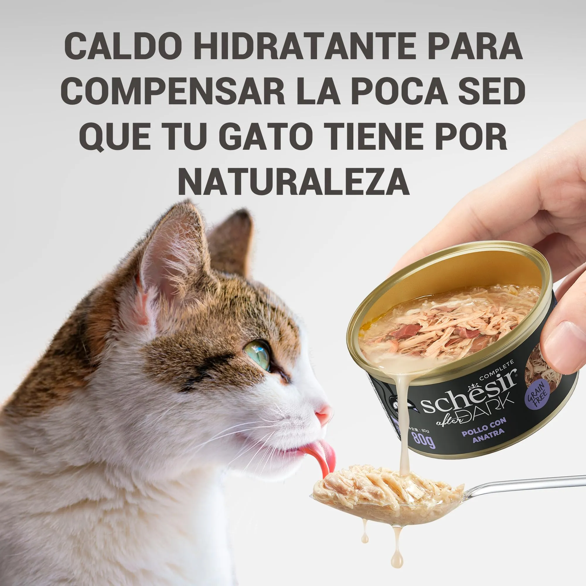 Schesir After Dark, Filetti di Pollo con Anatra in Brodo, Alimento Umido Completo per Gatti, in Lattina, Grain Free, Alto Contenuto di Proteine, Fonte di Idratazione, 12 x 80 g - immagine 7