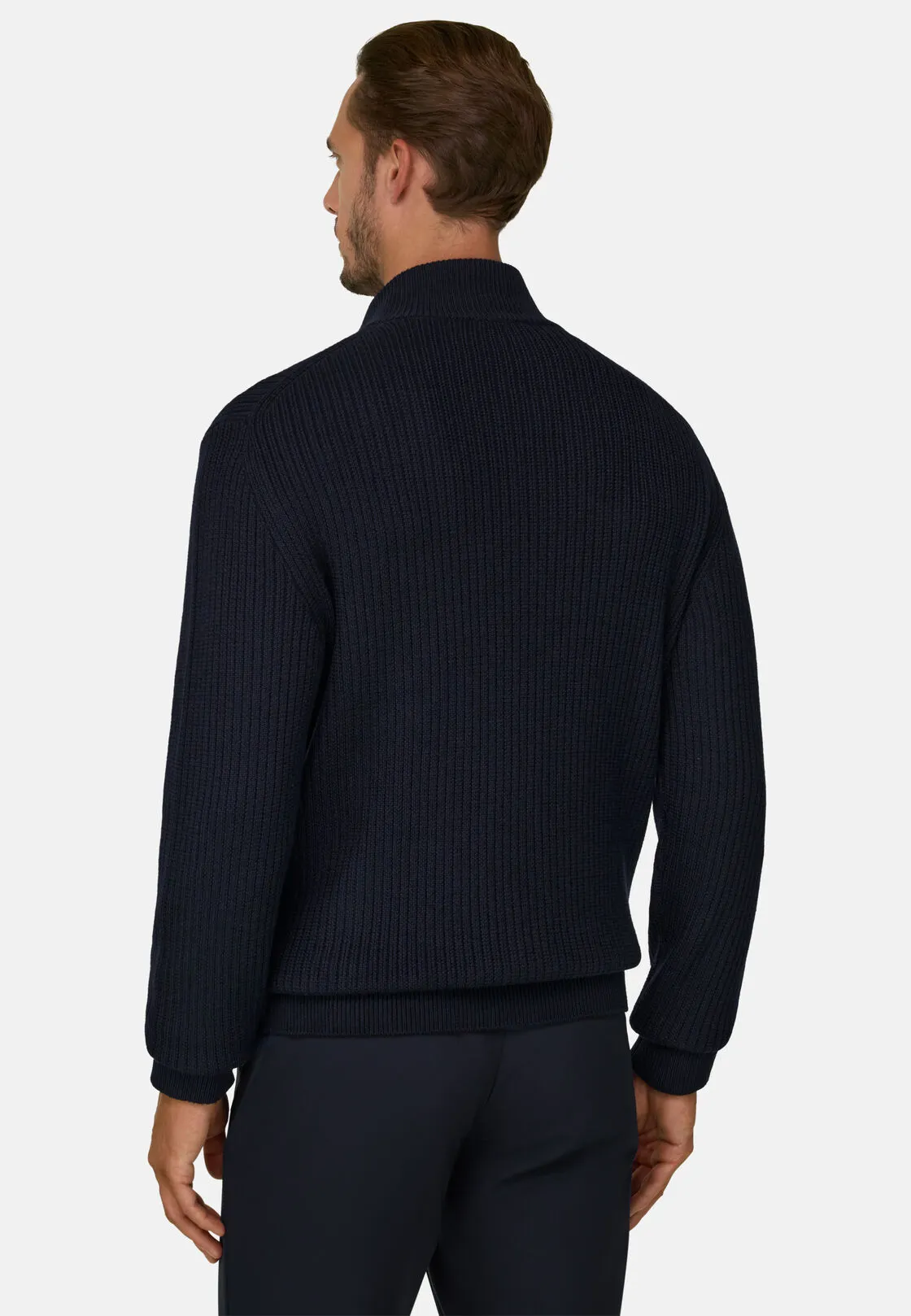 Boggi, Maglia Full Zip In Lana Merino, Uomo, Navy, Taglia: XXL - immagine 4