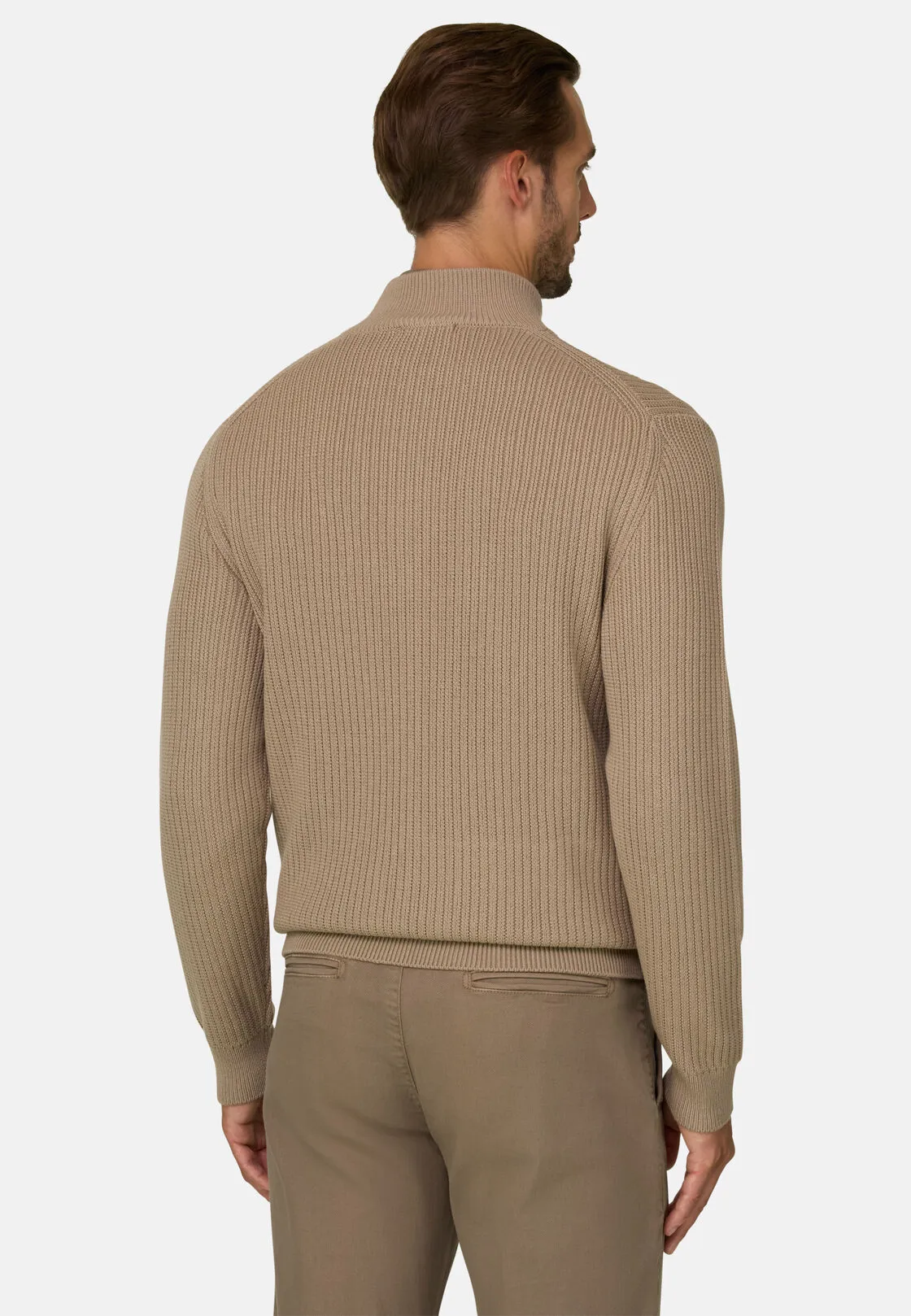 Boggi, Maglia Full Zip In Lana Merino, Uomo, Beige, Taglia: M - immagine 4