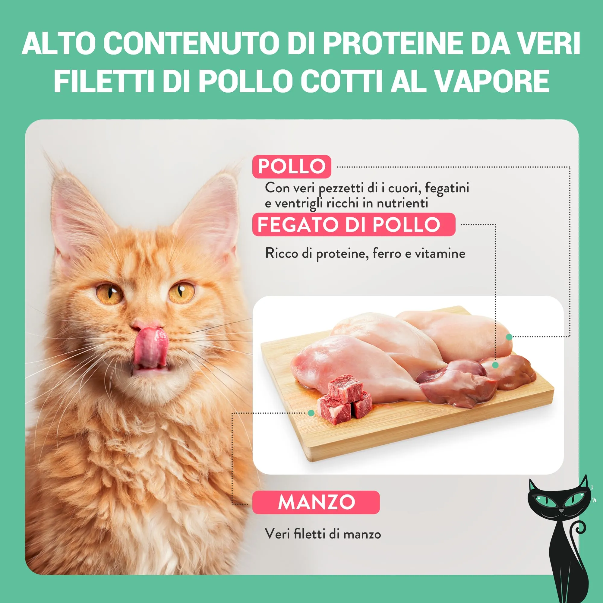 Schesir After Dark, Filetti di Pollo con Manzo in Brodo, Alimento Umido Completo per Gatti, in Lattina, Grain Free, Alto Contenuto di Proteine, Ricco di Idratazione, 12 x 80 g - immagine 5