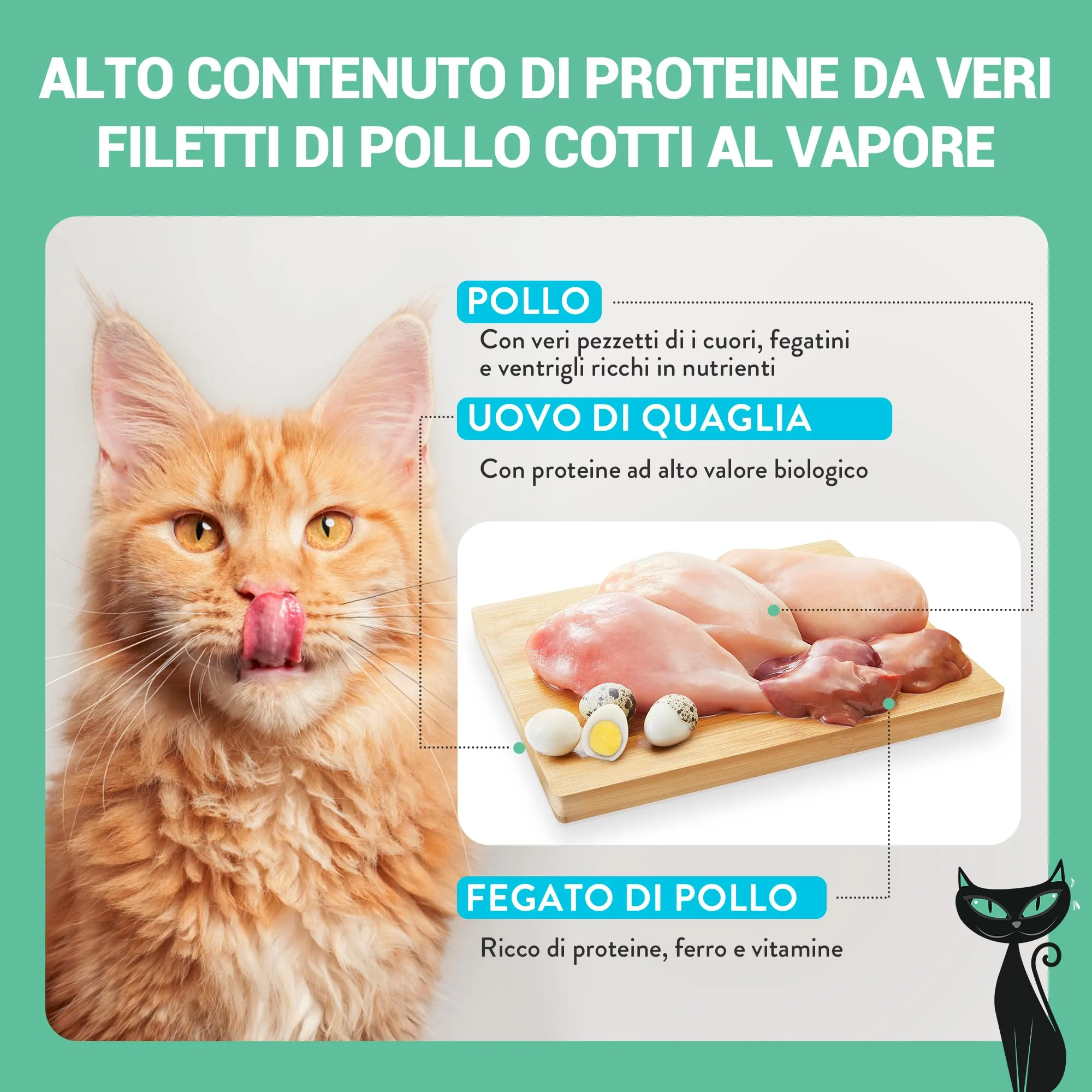 Schesir After Dark, Filetti di Pollo con Uova di Quaglia in Brodo, Alimento Umido Completo per Gatti, in Lattina, Grain Free, Alto Contenuto di Proteine, Fonte di Idratazione, 12 x 80 g - immagine 5