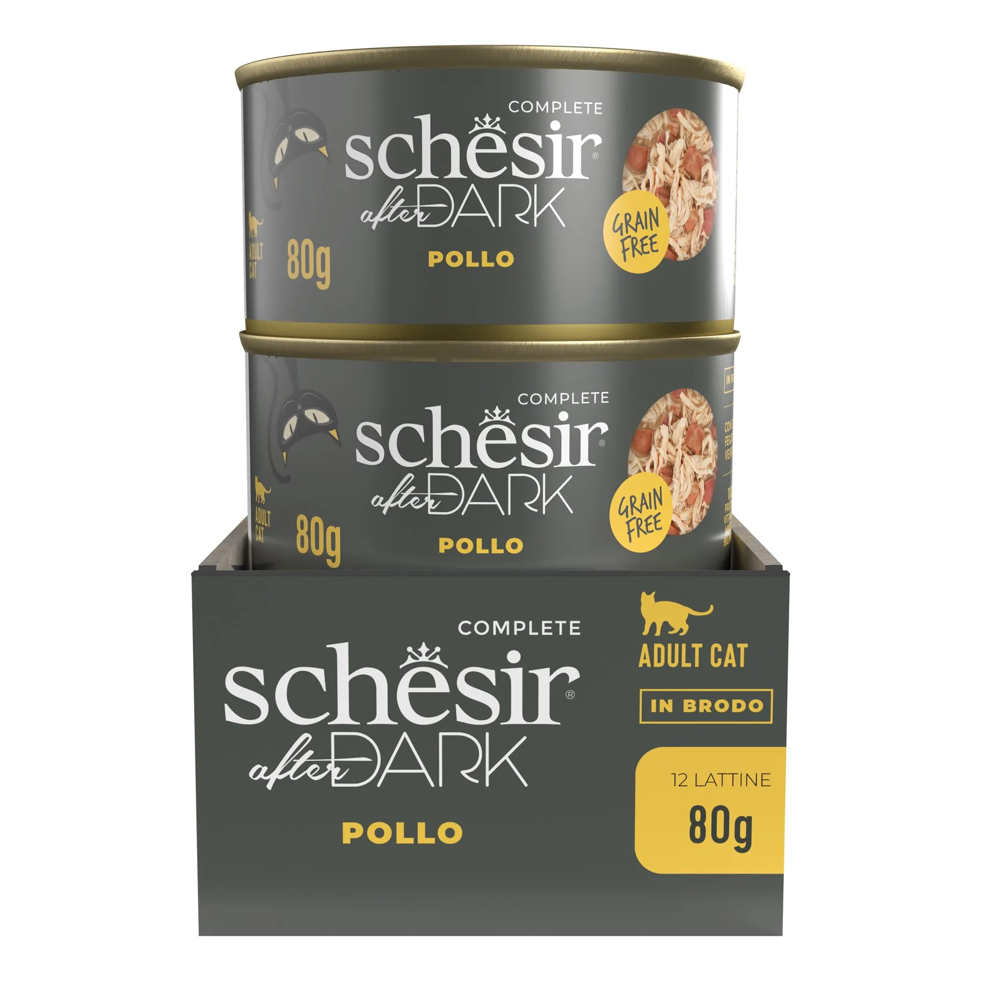 Schesir After Dark, Filetti di Pollo in Brodo, Alimento Umido Completo per Gatti, in Lattina, Grain Free, Alto Contenuto di Proteine, Fonte di Idratazione, 12 x 80 g - immagine 3