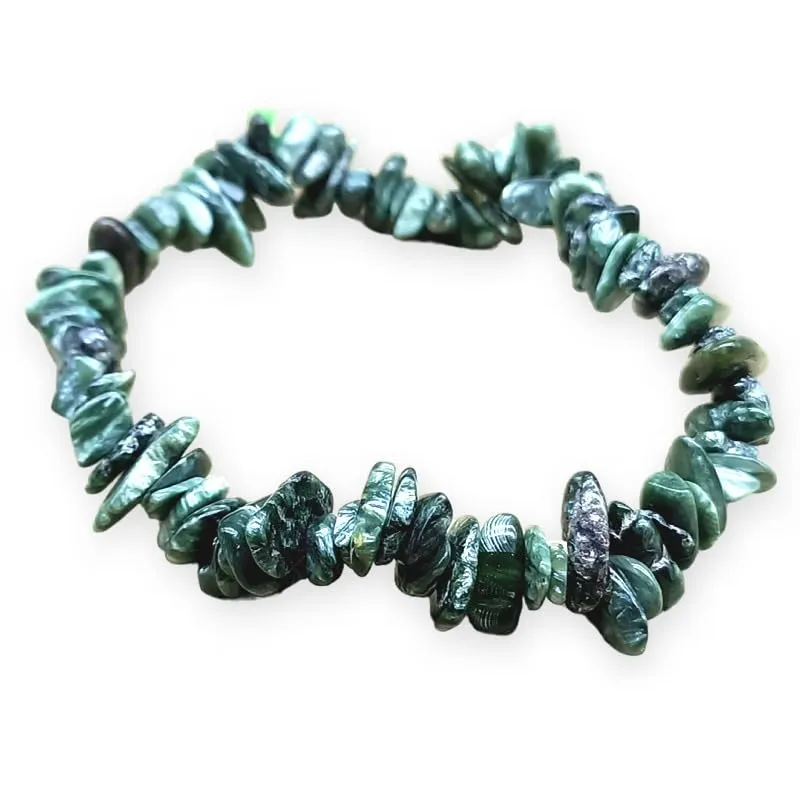 Generico Bracciale chips braccialetto pietra vera naturale (SERAFINITE) - immagine 1