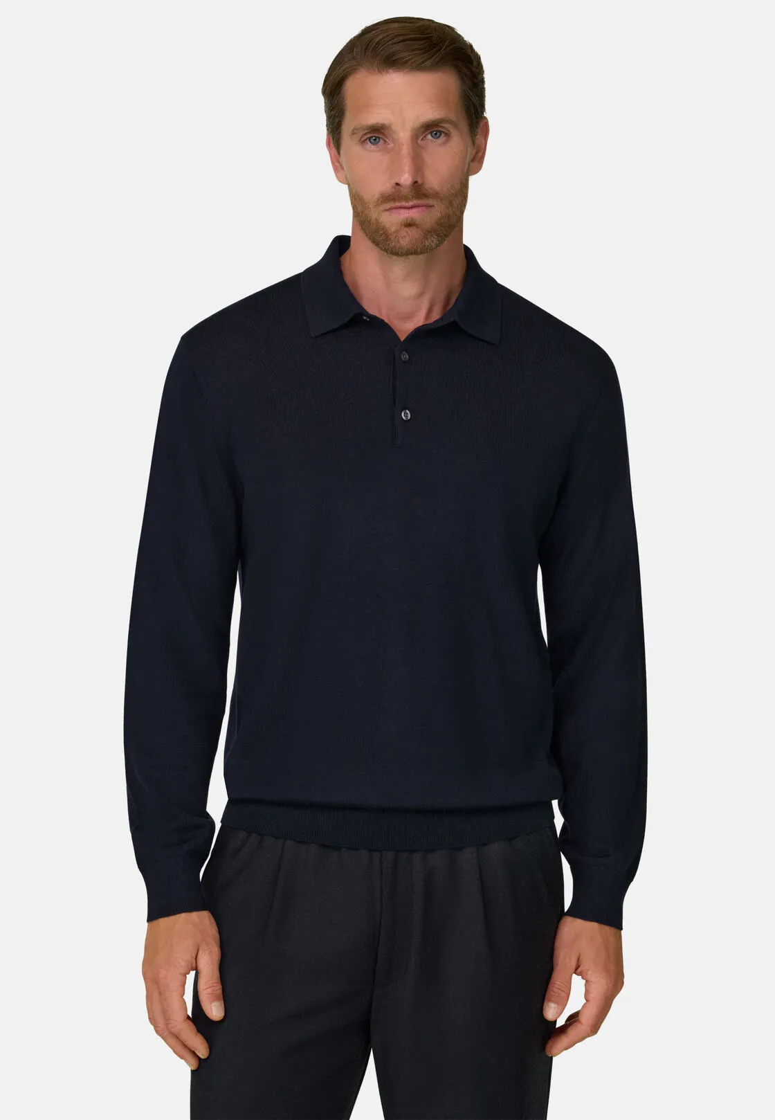 Boggi, Polo Di Maglia In Lana Merino, Uomo, Navy, Taglia: L - immagine 1
