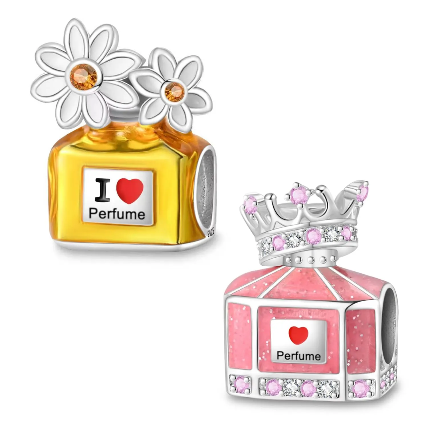 HappyStar charm argento 925,bead charm da donna, ciondolo combinato, I migliori regali per Sorelle e coppie, (perline distanziatrici incluse) - immagine 1