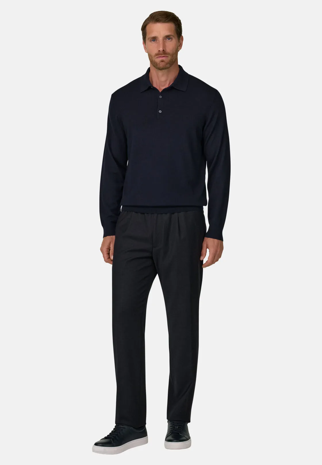 Boggi, Polo Di Maglia In Lana Merino, Uomo, Navy, Taglia: M - immagine 2