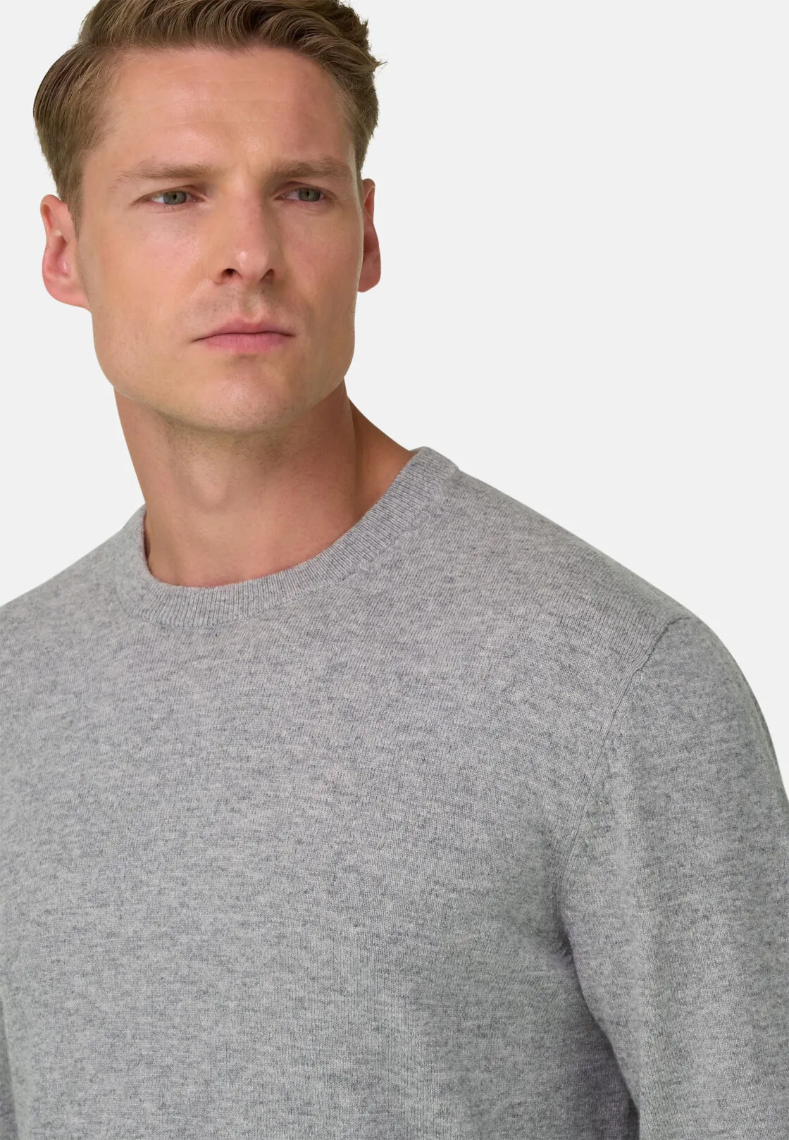 Boggi, Maglia Girocollo In Misto Cashmere, Uomo, Grigio, Taglia: L - immagine 3