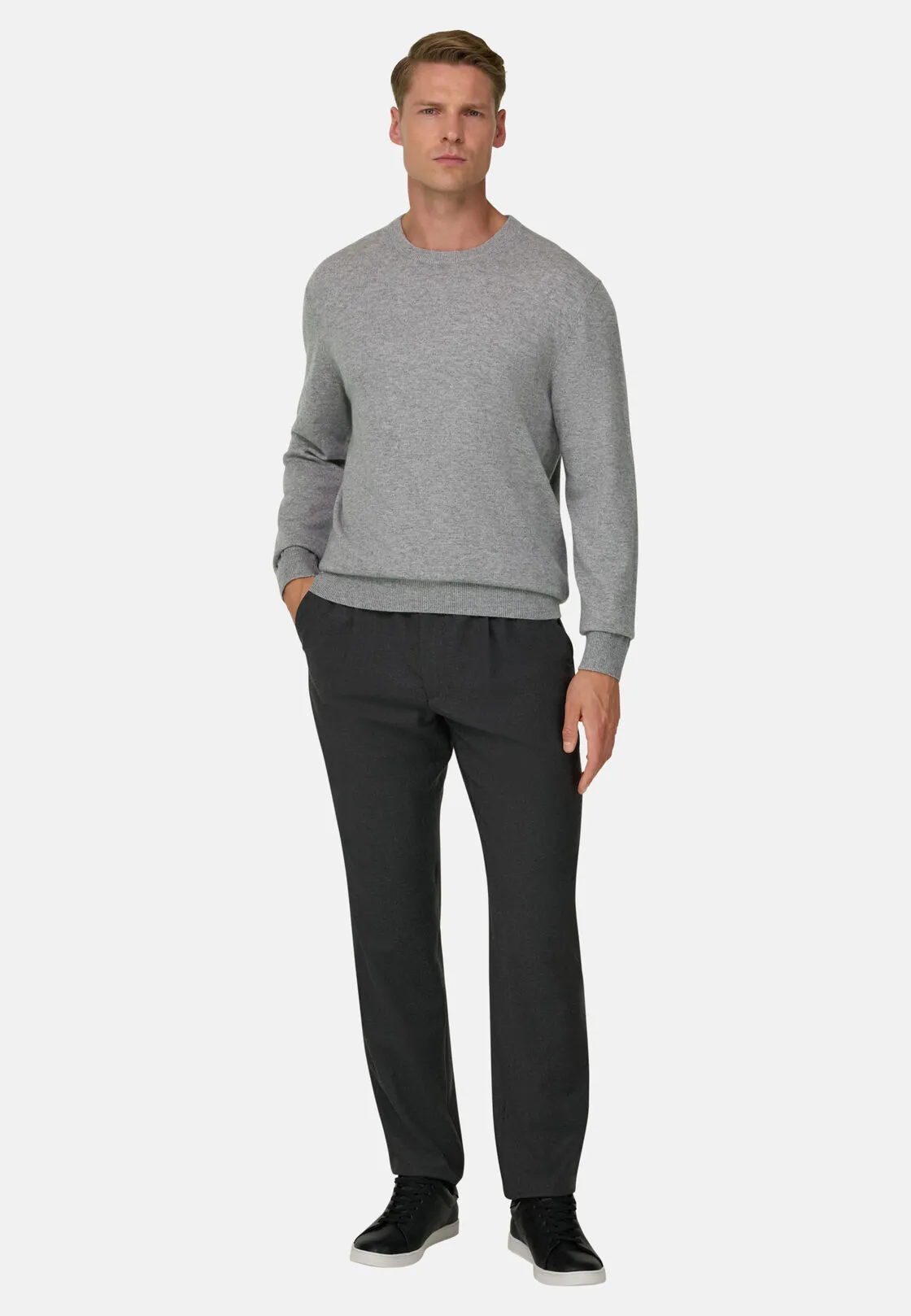 Boggi, Maglia Girocollo In Misto Cashmere, Uomo, Grigio, Taglia: S - immagine 2