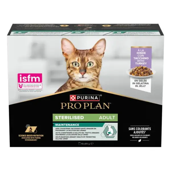 Purina Pro Plan Cat Adult Sterilised Maintenance Multipack in gelatina 10x85g Tacchino - immagine 1
