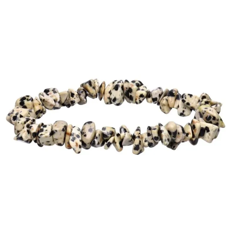 Bracciale chips braccialetto pietra vera naturale (DIASPRO DALMATA) - immagine 1