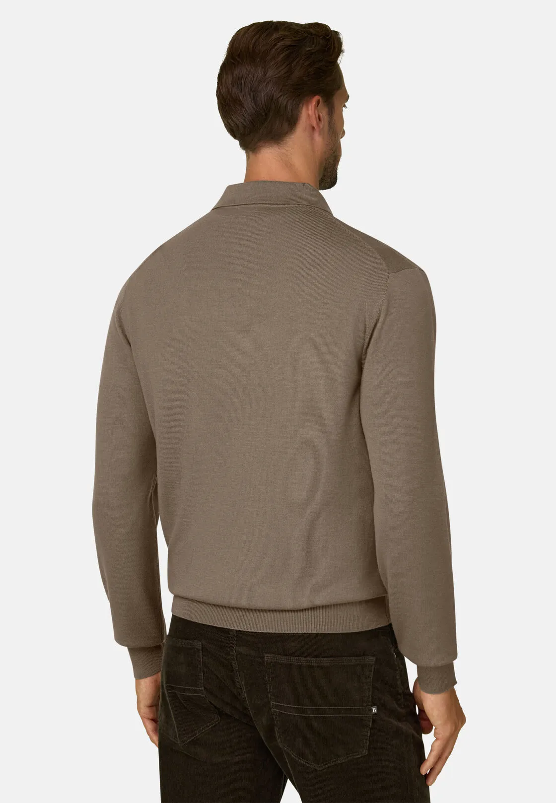 Boggi, Polo Di Maglia In Lana Merino, Uomo, Taupe, Taglia: S - immagine 4