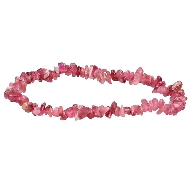 Generico Bracciale chips braccialetto pietra vera naturale (TORMALINA ROSA RUBELLITE) - immagine 1