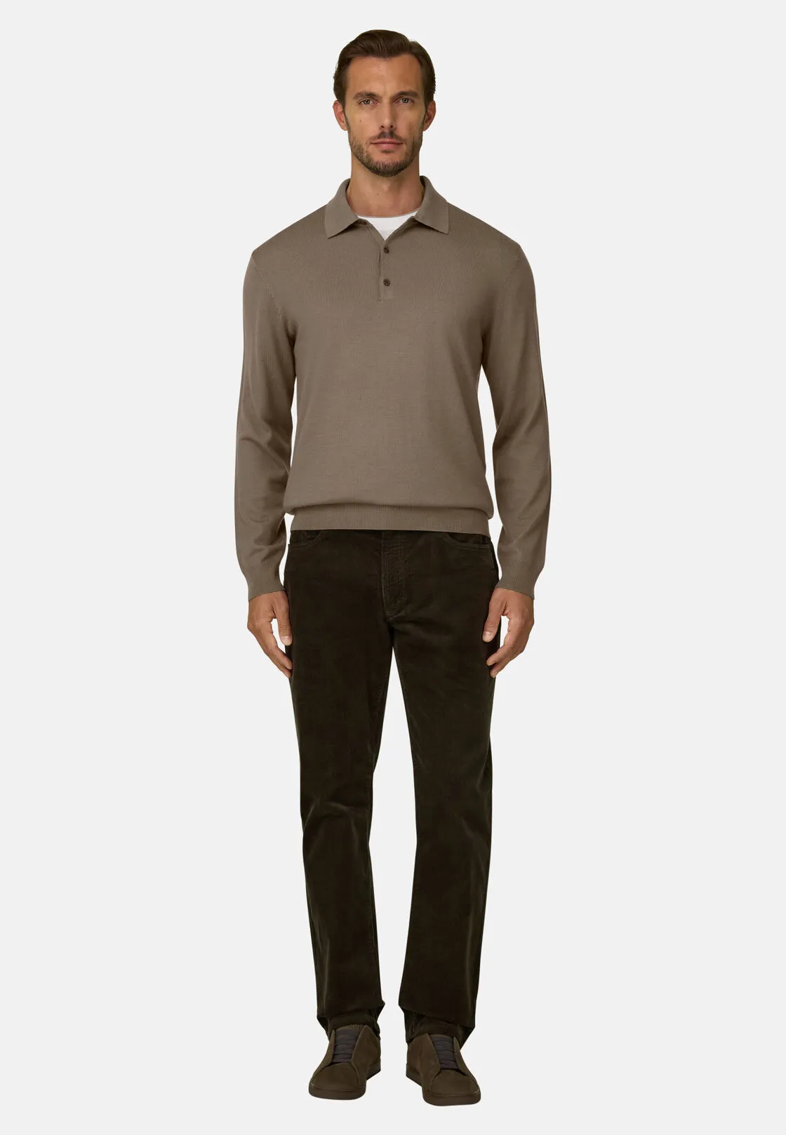 Boggi, Polo Di Maglia In Lana Merino, Uomo, Taupe, Taglia: XXL - immagine 2
