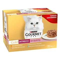 Purina Gourmet Gold Intrecci di Gusto Umido Gatto Multipack 24x85g 6x Manzo 6x Agnello 6x Salmone 6x Tonno - immagine 1