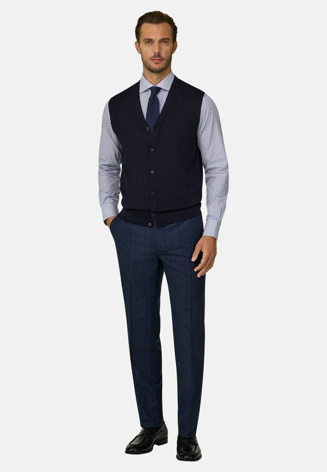 Boggi, Gilet Di Maglia In Lana Merino, Uomo, Navy, Taglia: M - immagine 2