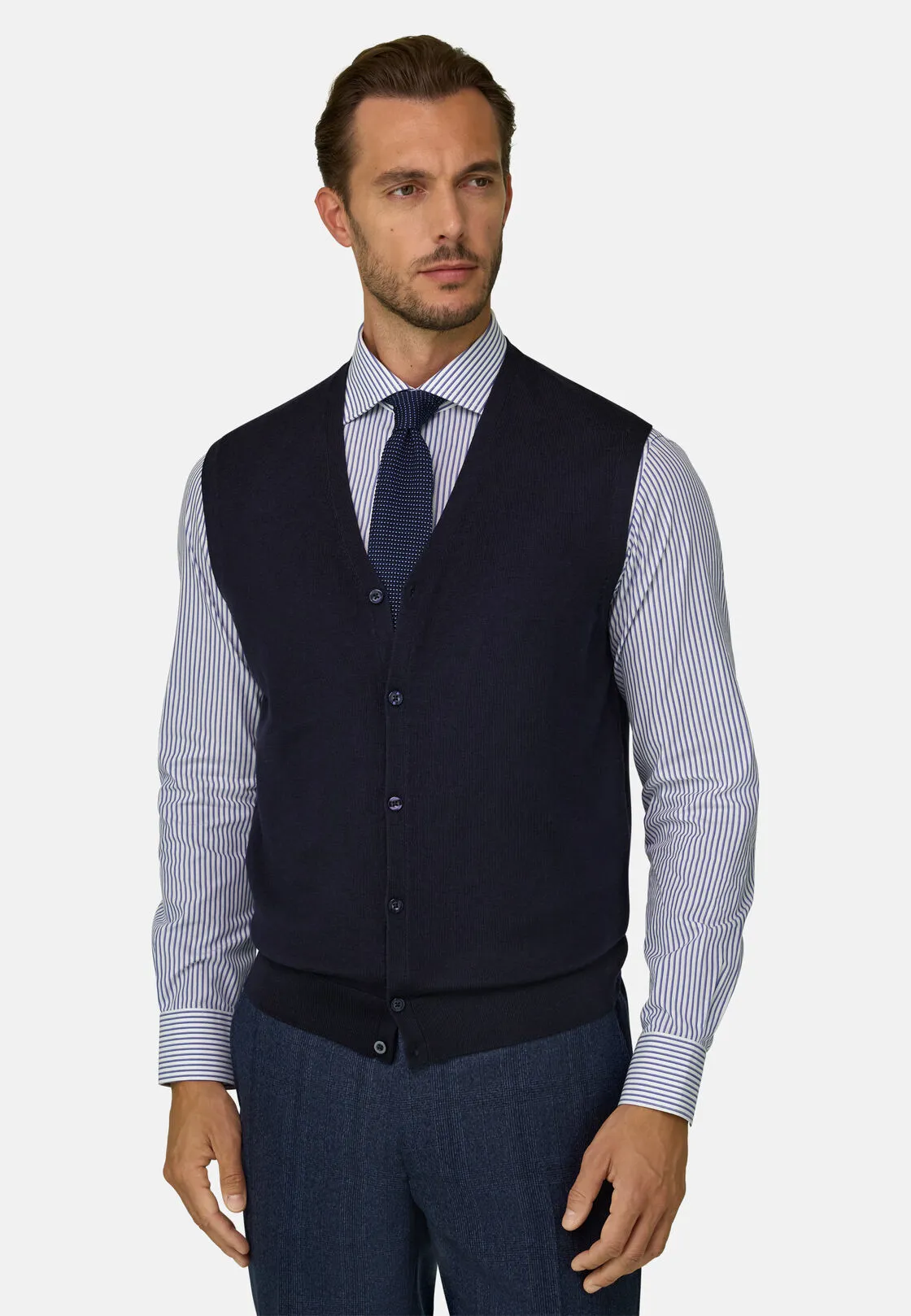 Boggi, Gilet Di Maglia In Lana Merino, Uomo, Navy, Taglia: XL - immagine 1