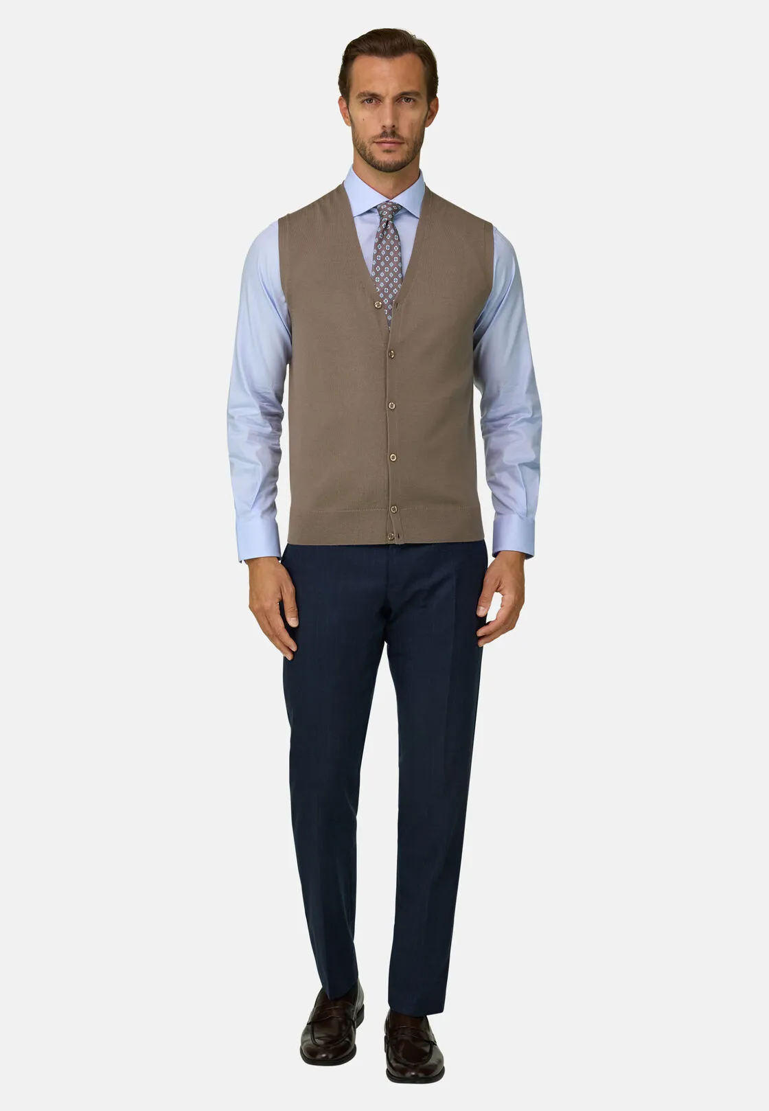 Boggi, Gilet Di Maglia In Lana Merino, Uomo, Taupe, Taglia: L - immagine 2