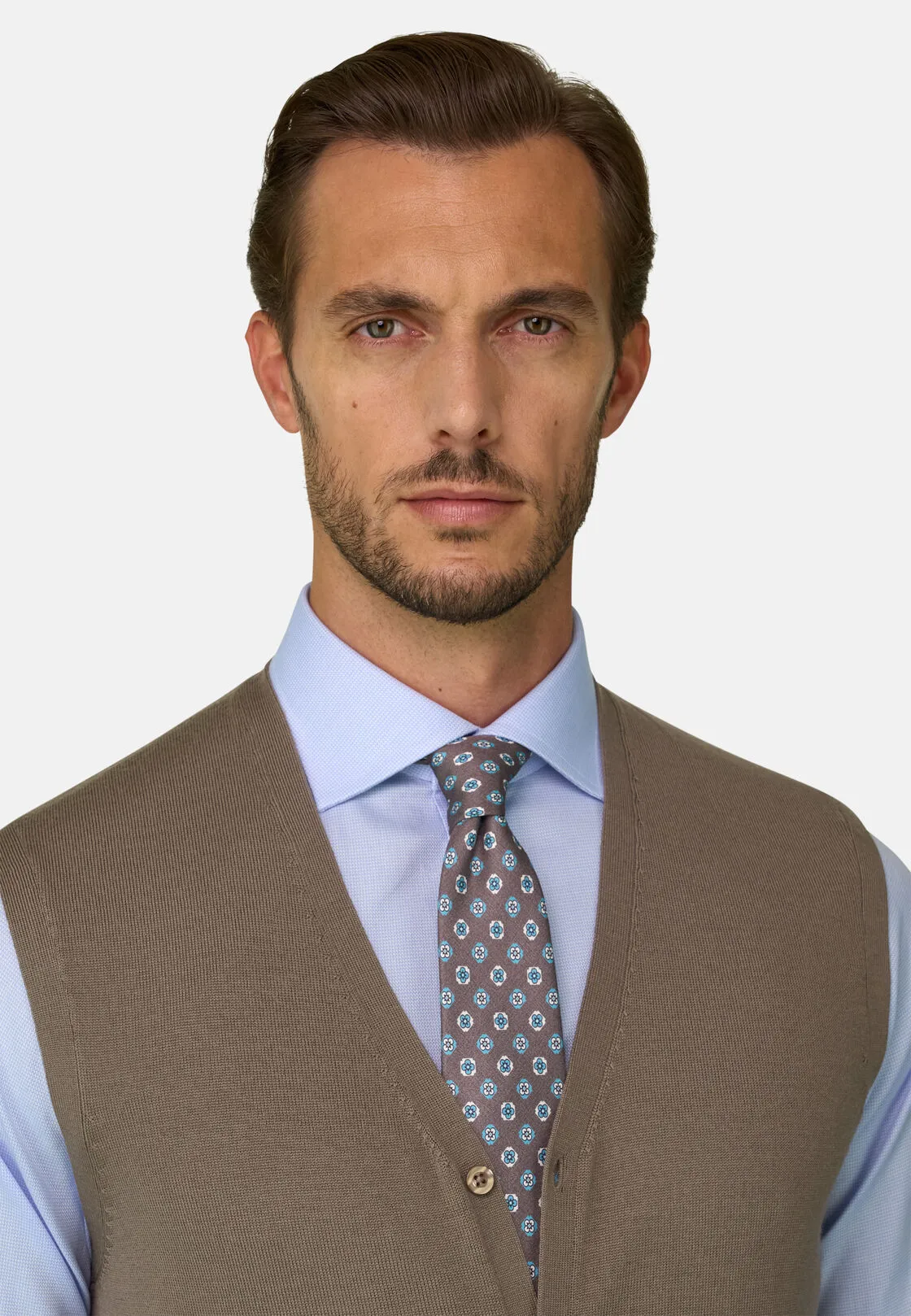 Boggi, Gilet Di Maglia In Lana Merino, Uomo, Taupe, Taglia: L - immagine 3
