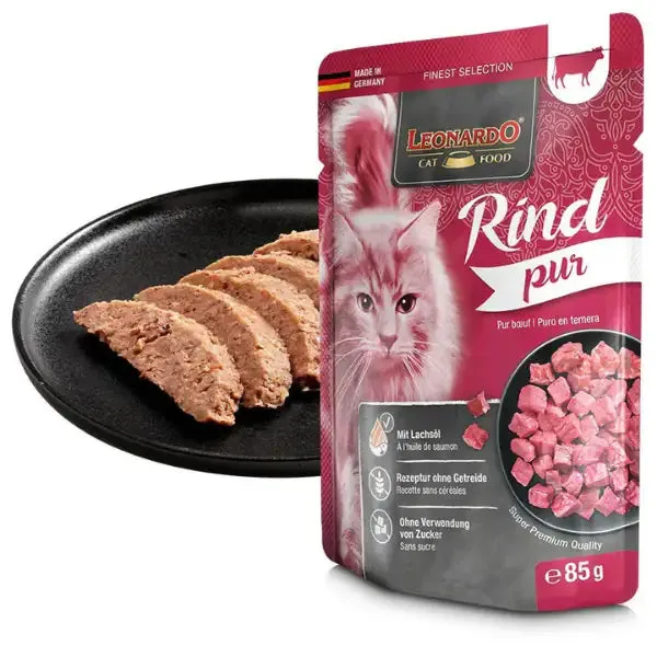 Leonardo Cat food Adult Finest Selection Puro Grain Free monoproteico 85 gr Manzo - confezione da 16 pezzi - immagine 1