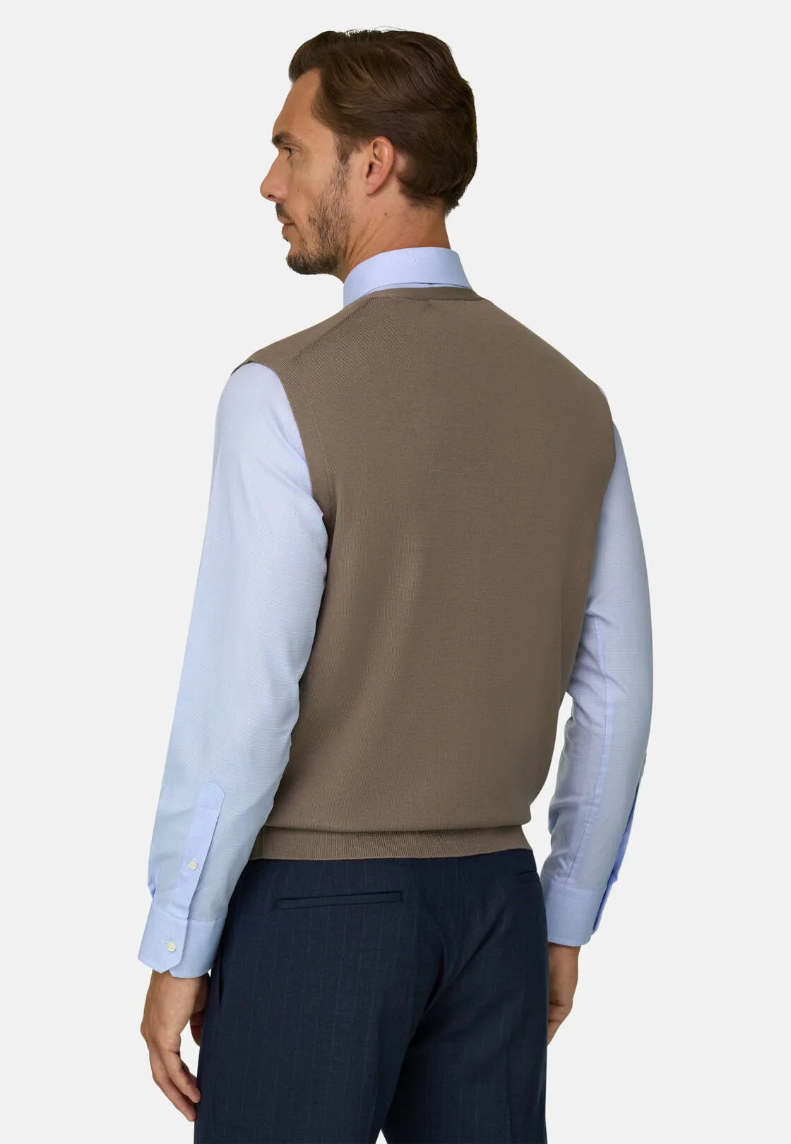 Boggi, Gilet Di Maglia In Lana Merino, Uomo, Taupe, Taglia: S - immagine 4