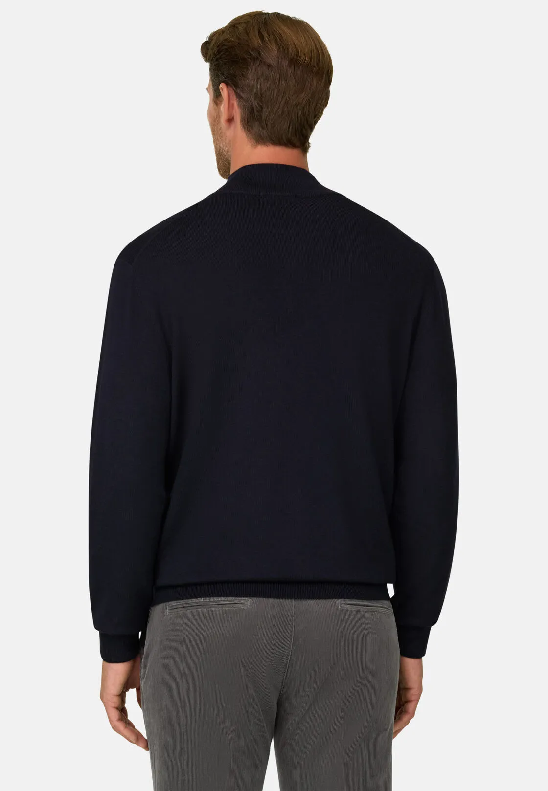 Boggi, Maglia Full Zip In Lana Merino, Uomo, Navy, Taglia: L - immagine 4