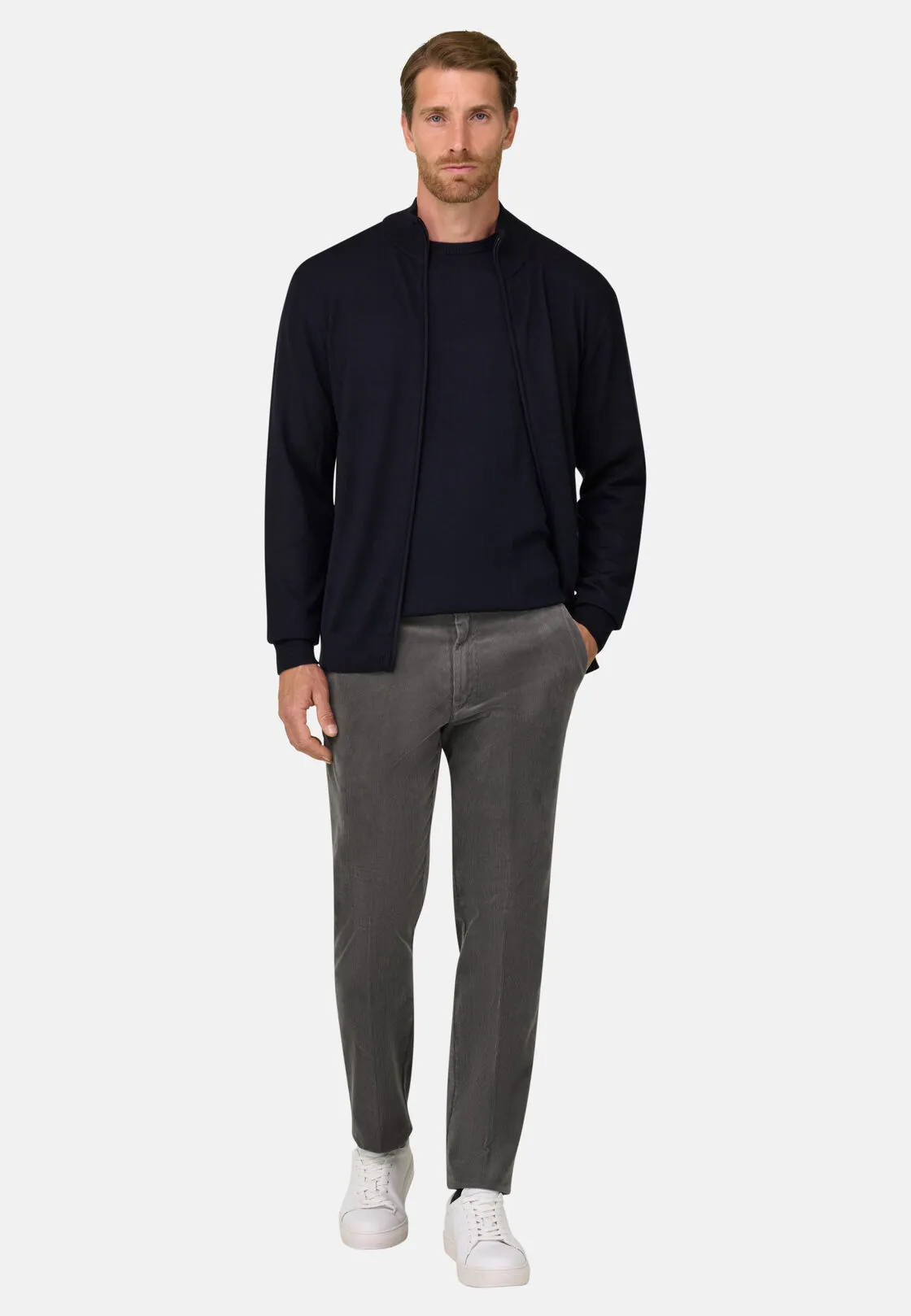 Boggi, Maglia Full Zip In Lana Merino, Uomo, Navy, Taglia: XXL - immagine 2