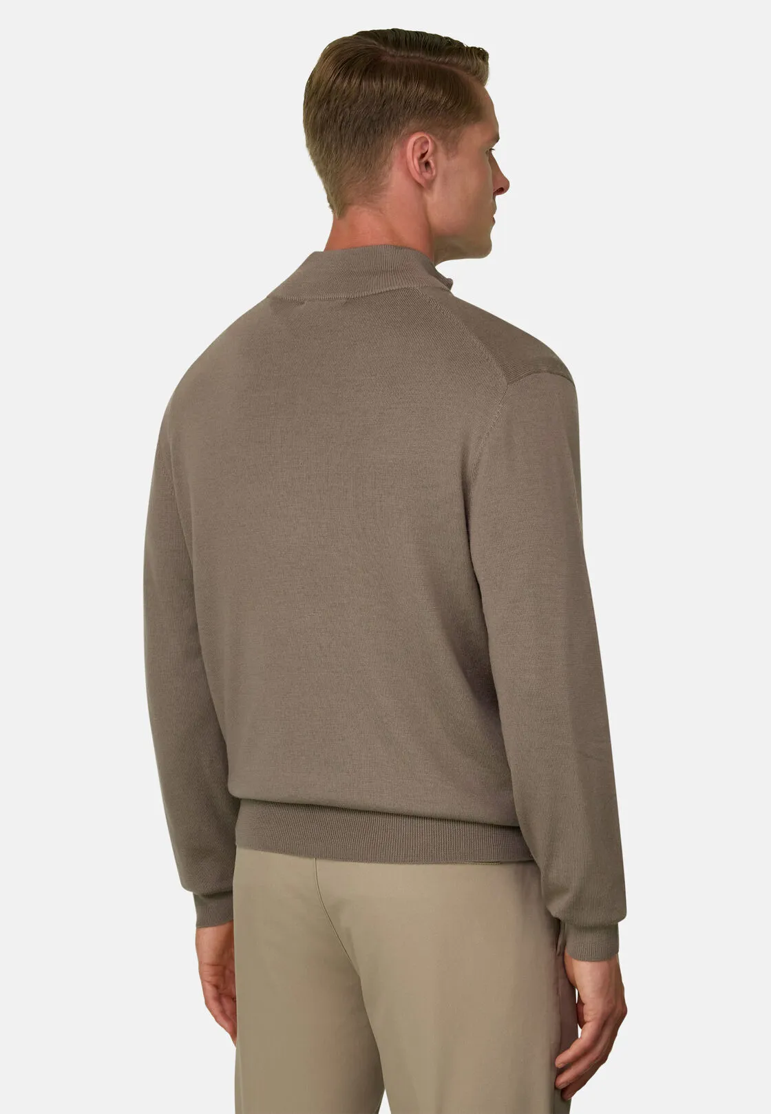 Boggi, Maglia Full Zip In Lana Merino, Uomo, Taupe, Taglia: XS - immagine 4