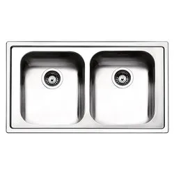 Lavello 2 vasche (86x50cm) LINEAR Inox Spazzolato LN862IBC - immagine 1